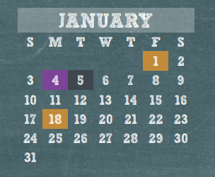 District School Academic Calendar for Wunderlich Intermediate for January 2016