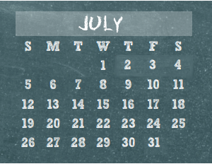 District School Academic Calendar for Ehrhardt Elementary for July 2015