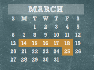 District School Academic Calendar for Wunderlich Intermediate for March 2016