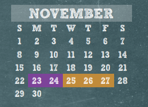 District School Academic Calendar for Harris Co Jjaep for November 2015