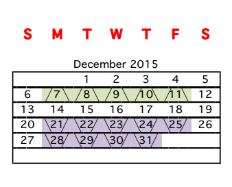 District School Academic Calendar for Ann Richards Middle School for December 2015