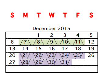 District School Academic Calendar for Cesar Chavez Middle School for December 2015