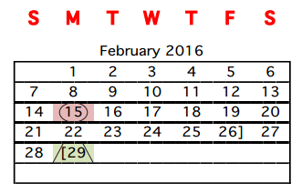 District School Academic Calendar for Eligio Kika De La Garza Elementary for February 2016