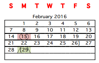 District School Academic Calendar for Cesar Chavez Middle School for February 2016