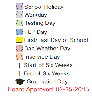 District School Academic Calendar Legend for Benavides Elementary