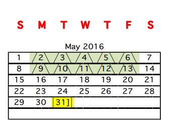 District School Academic Calendar for Diaz-Villarreal Elementary School for May 2016