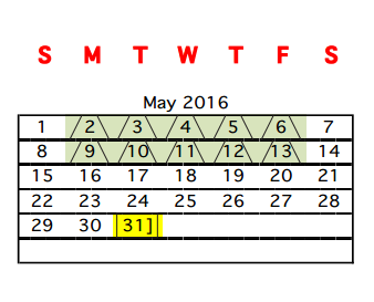 District School Academic Calendar for Eligio Kika De La Garza Elementary for May 2016