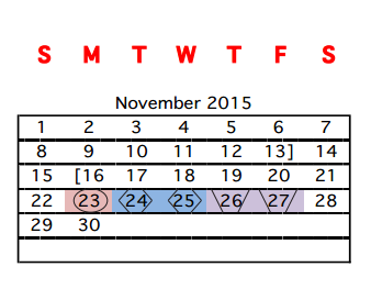District School Academic Calendar for Eligio Kika De La Garza Elementary for November 2015