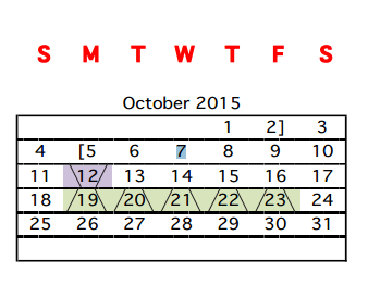 District School Academic Calendar for Eligio Kika De La Garza Elementary for October 2015