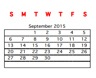 District School Academic Calendar for E B Reyna Elementary for September 2015