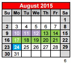 District School Academic Calendar for Lake Travis Middle for August 2015