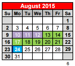 District School Academic Calendar for Travis Co J J A E P for August 2015