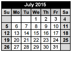 District School Academic Calendar for Travis Co J J A E P for July 2015