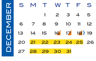 District School Academic Calendar for George Junior High for December 2015