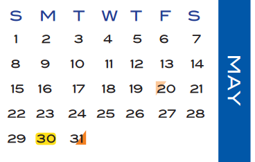 District School Academic Calendar for Lamar Cons High School for May 2016