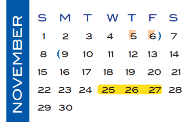 District School Academic Calendar for Juvenile Detent Ctr for November 2015