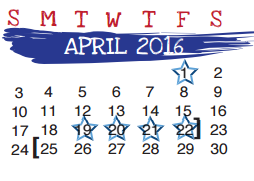 District School Academic Calendar for H B Zachry Elementary School for April 2016