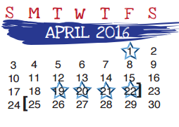 District School Academic Calendar for Pierce Elementary School for April 2016