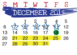 District School Academic Calendar for Joaquin Cigarroa Middle for December 2015