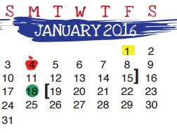 District School Academic Calendar for D D Hachar Elementary School for January 2016