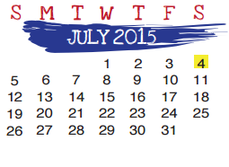 District School Academic Calendar for Christen Middle School for July 2015