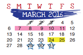 District School Academic Calendar for Pierce Elementary School for March 2016