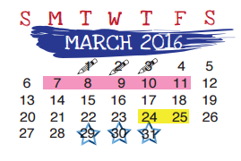 District School Academic Calendar for Lamar Middle for March 2016