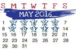 District School Academic Calendar for Christen Middle School for May 2016