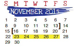 District School Academic Calendar for D D Hachar Elementary School for November 2015