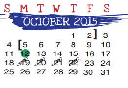 District School Academic Calendar for Bruni Elementary School for October 2015