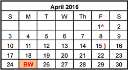 District School Academic Calendar for Rutledge Elementary School for April 2016