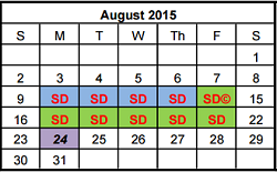 District School Academic Calendar for Running Brushy Middle School for August 2015