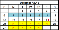 District School Academic Calendar for Cox Elementary School for December 2015
