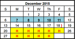 District School Academic Calendar for Plain Elementary School for December 2015