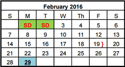 District School Academic Calendar for Rutledge Elementary School for February 2016