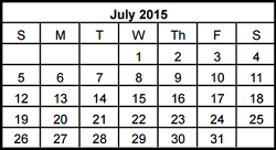 District School Academic Calendar for Running Brushy Middle School for July 2015