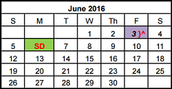 District School Academic Calendar for Running Brushy Middle School for June 2016