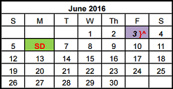 District School Academic Calendar for Reagan Elementary School for June 2016