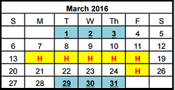 District School Academic Calendar for Running Brushy Middle School for March 2016