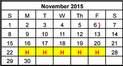 District School Academic Calendar for Faubion Elementary School for November 2015