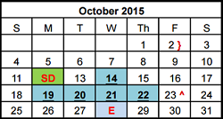 District School Academic Calendar for Henry Middle School for October 2015