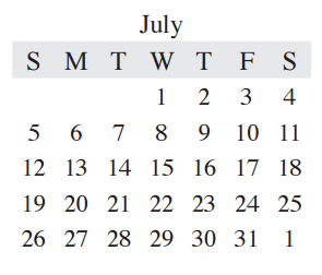 District School Academic Calendar for Hedrick Elementary for July 2015