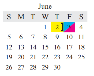 District School Academic Calendar for Legends Property for June 2016