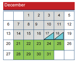 District School Academic Calendar for Wright Elementary for December 2015