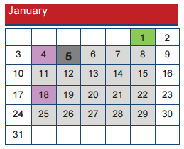 District School Academic Calendar for Homebound for January 2016