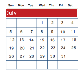 District School Academic Calendar for Lubbock Co J J A E P for July 2015