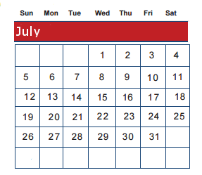 District School Academic Calendar for Whiteside Elementary for July 2015