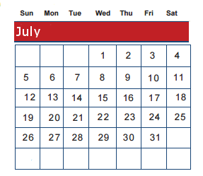 District School Academic Calendar for Overton Elementary for July 2015