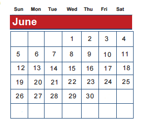 District School Academic Calendar for Honey Elementary for June 2016