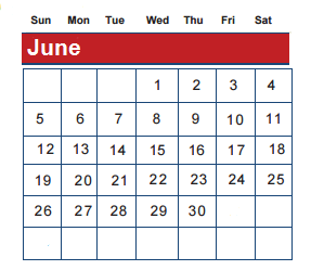 District School Academic Calendar for Whiteside Elementary for June 2016